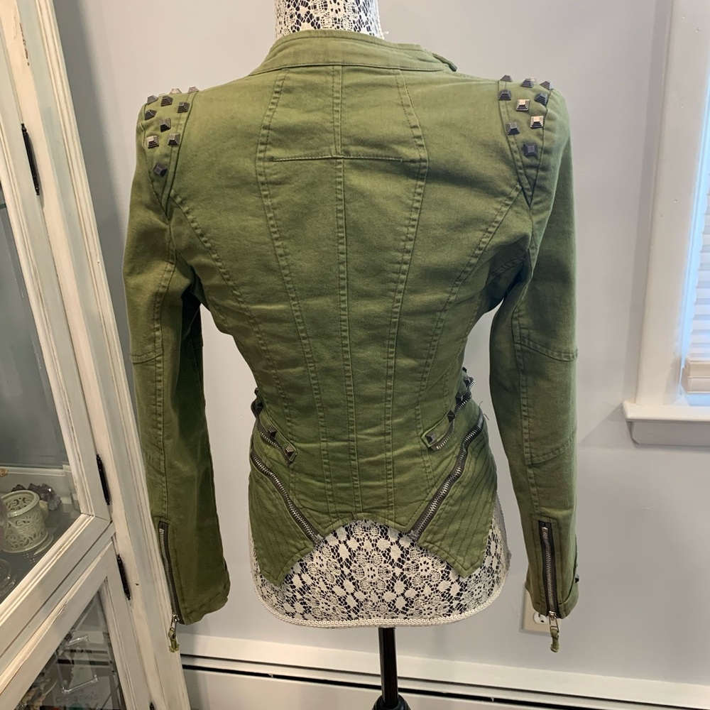 Unique Green Studded Utility Jacket Structured Sh… - image 5